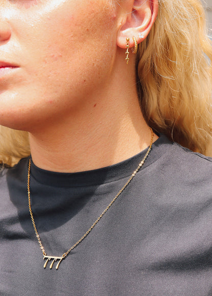 18K Gold PVD Stainless Steel Angel Number Earrings / ERJ0045