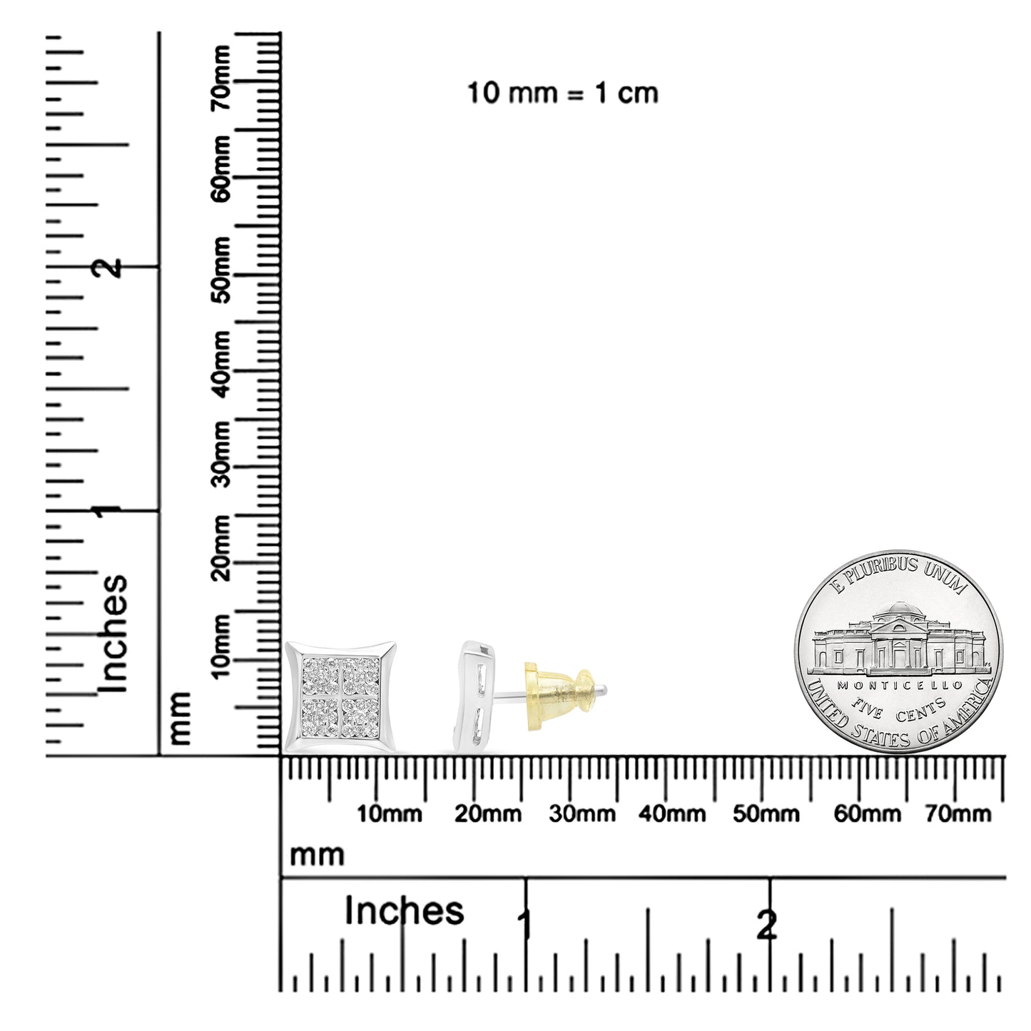 Ohrstecker aus Sterlingsilber mit 3/4 Karat Diamanten im gebogenen quadratischen Design