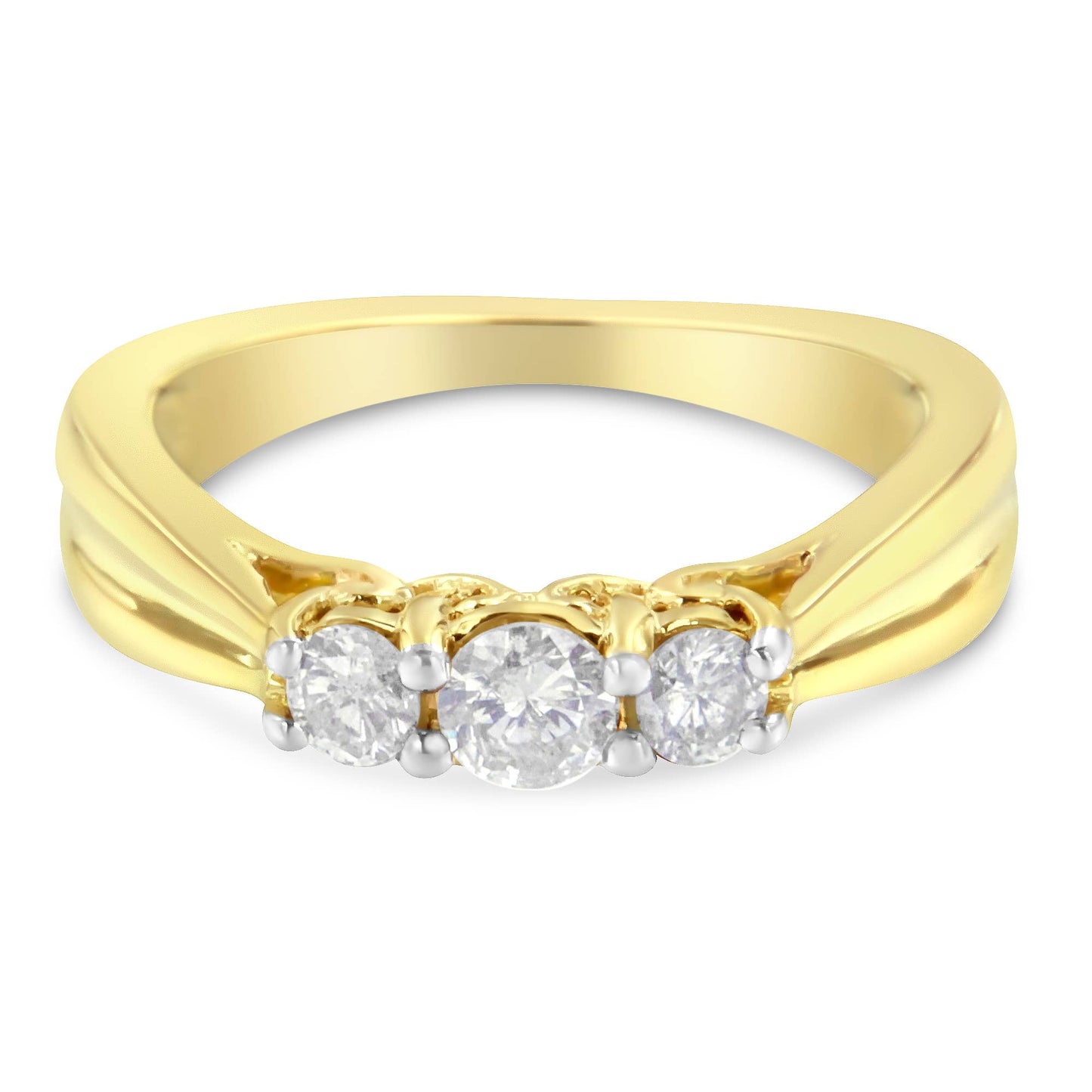 10K Gelbgold Drei-Steine-0,50ct Diamantring (J-K, I2-I3)