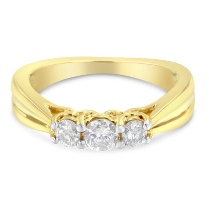 10K Gelbgold Drei-Steine-0,50ct Diamantring (J-K, I2-I3)