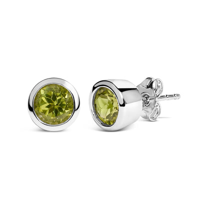 Sterlingsilber 6MM Grüner Peridot Solitär Ohrstecker
