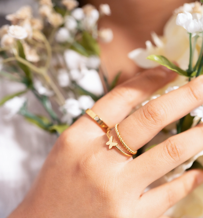 18K Gold PVD Stainless Steel Braided Spacer Ring / CSR0001