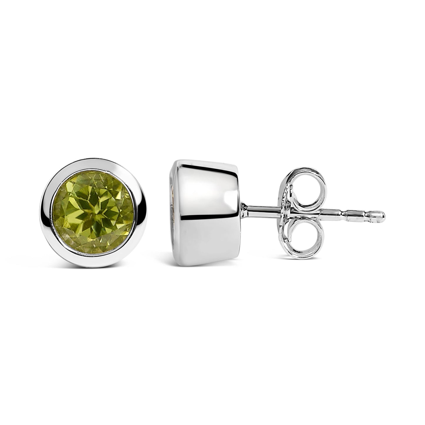 Sterlingsilber 6MM Grüner Peridot Solitär Ohrstecker