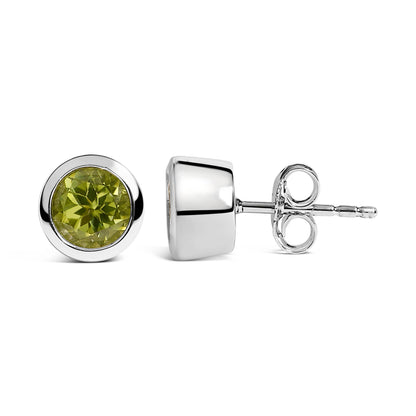Sterlingsilber 6MM Grüner Peridot Solitär Ohrstecker