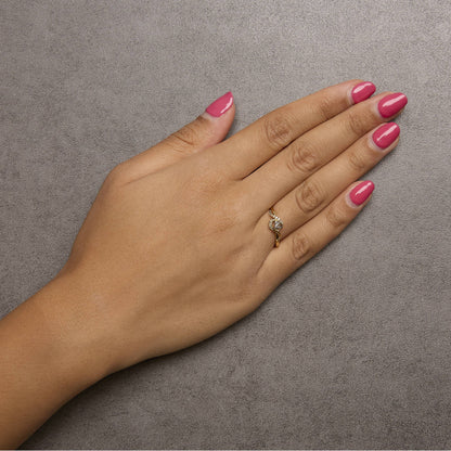 14K Gold über Silber 1/6ct Diamant Wirbel & Halo Versprechensring