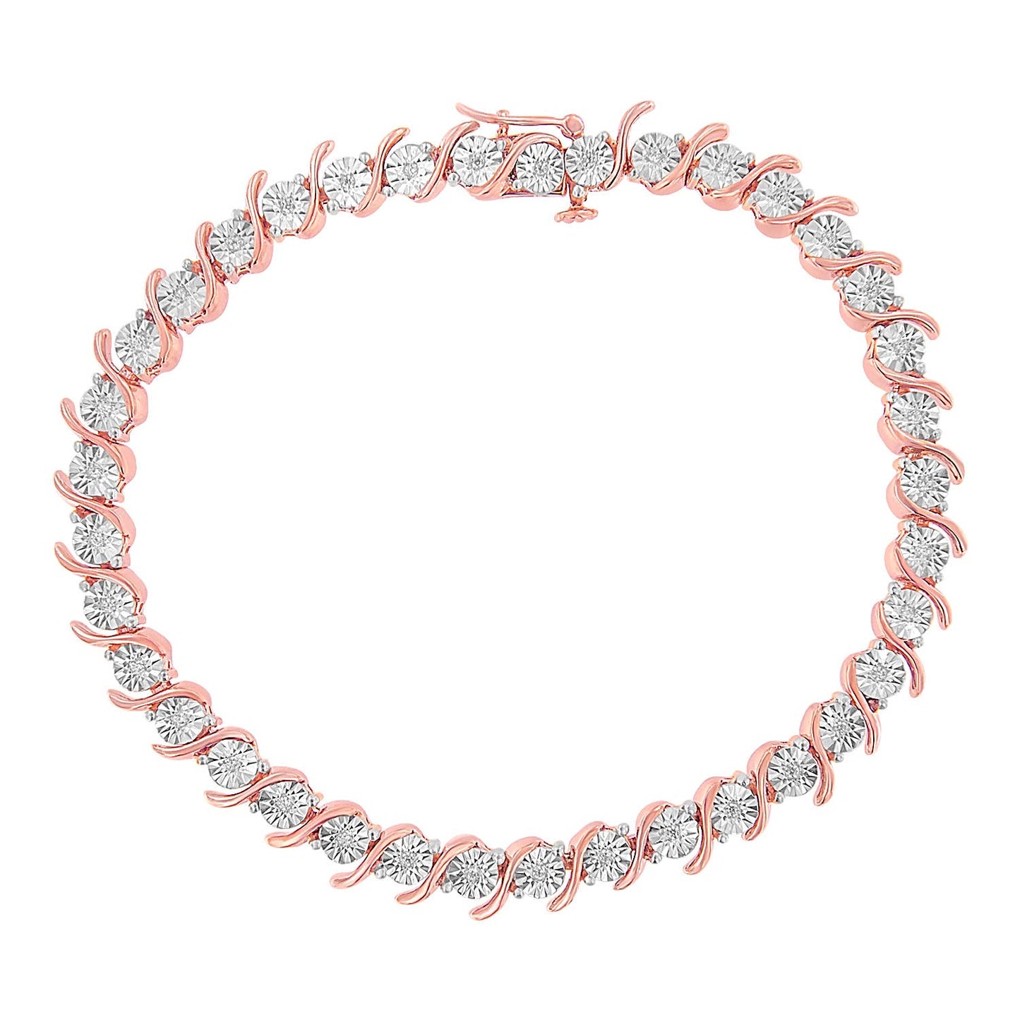 Roségold über Silber 1/10 Karat Diamant „S“ Gliederarmband