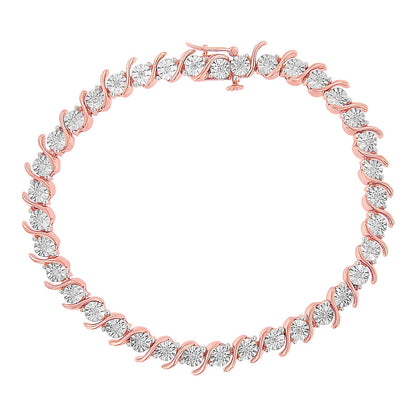 Roségold über Silber 1/10 Karat Diamant „S“ Gliederarmband