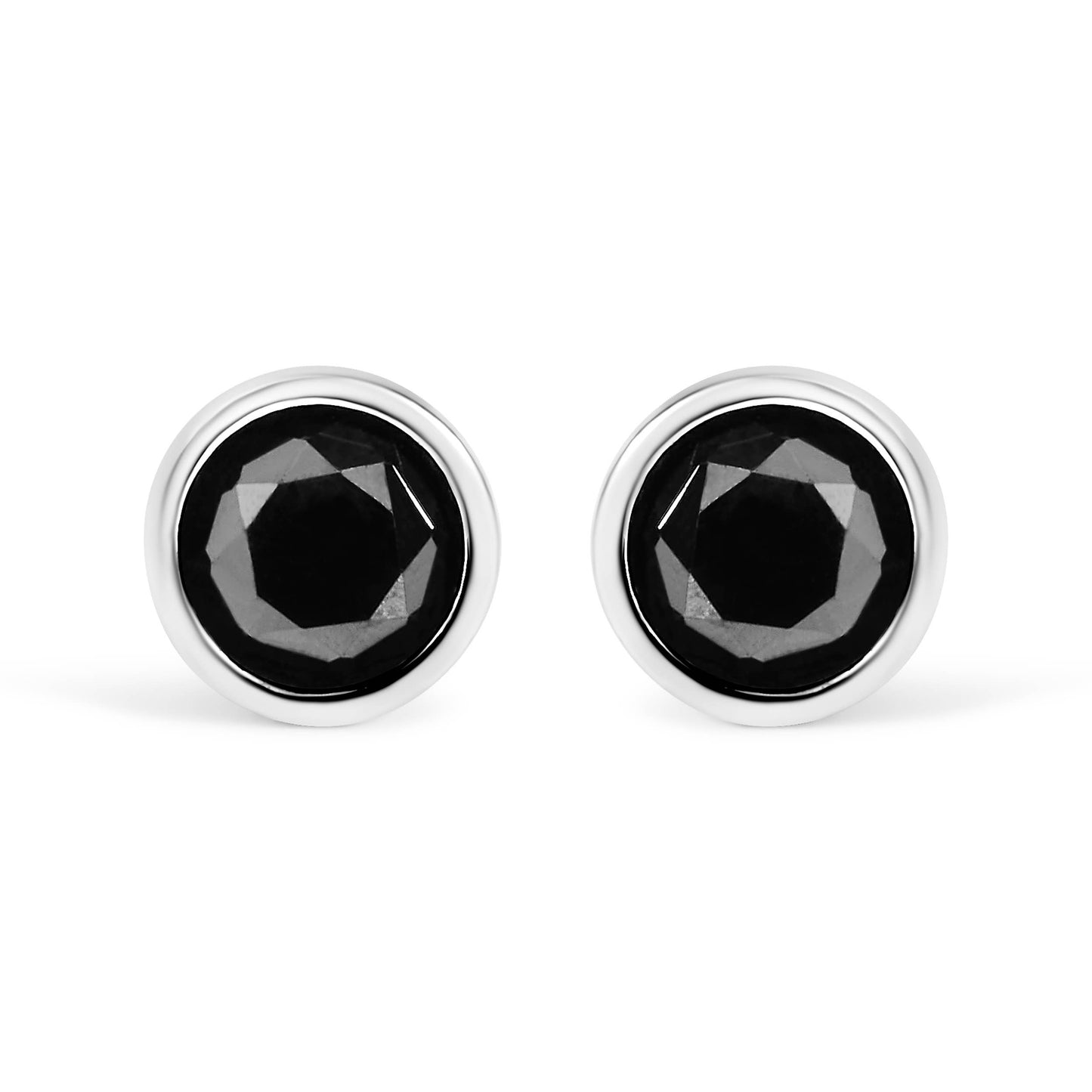 Solitär-Ohrstecker aus Sterlingsilber mit 2,0 Karat schwarzen Diamanten