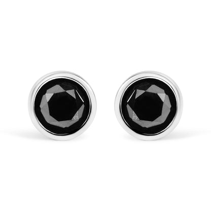 Solitär-Ohrstecker aus Sterlingsilber mit 2,0 Karat schwarzen Diamanten