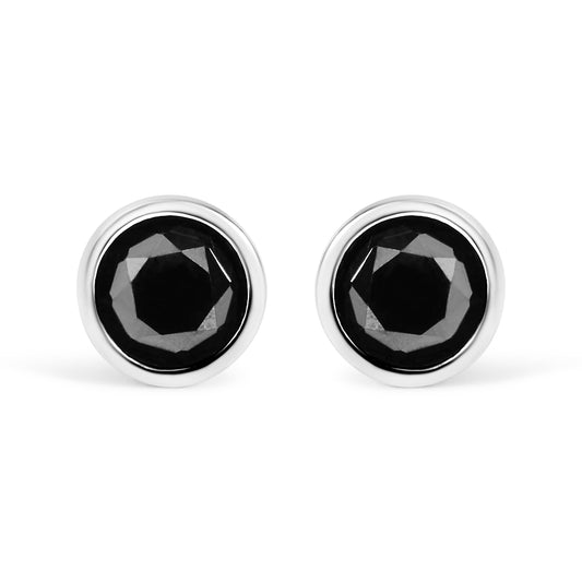 Solitär-Ohrstecker aus Sterlingsilber mit 2,0 Karat schwarzen Diamanten