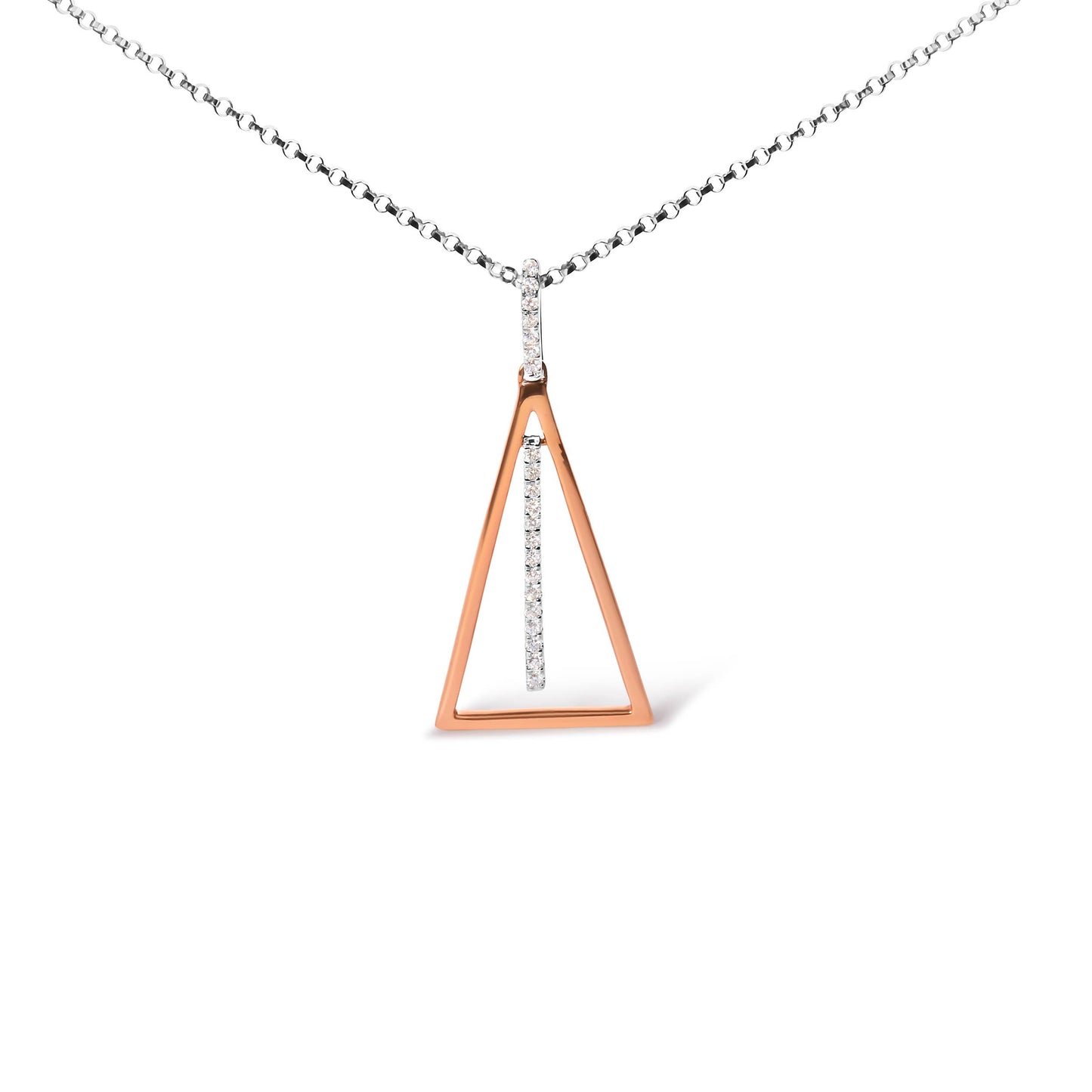 Halskette mit Windspiel-Anhänger aus 14-karätigem Roségold und Weißgold mit 1/8 Diamanten