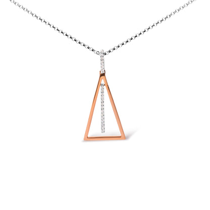 Halskette mit Windspiel-Anhänger aus 14-karätigem Roségold und Weißgold mit 1/8 Diamanten