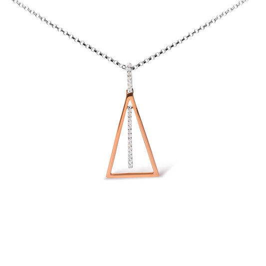 Halskette mit Windspiel-Anhänger aus 14-karätigem Roségold und Weißgold mit 1/8 Diamanten