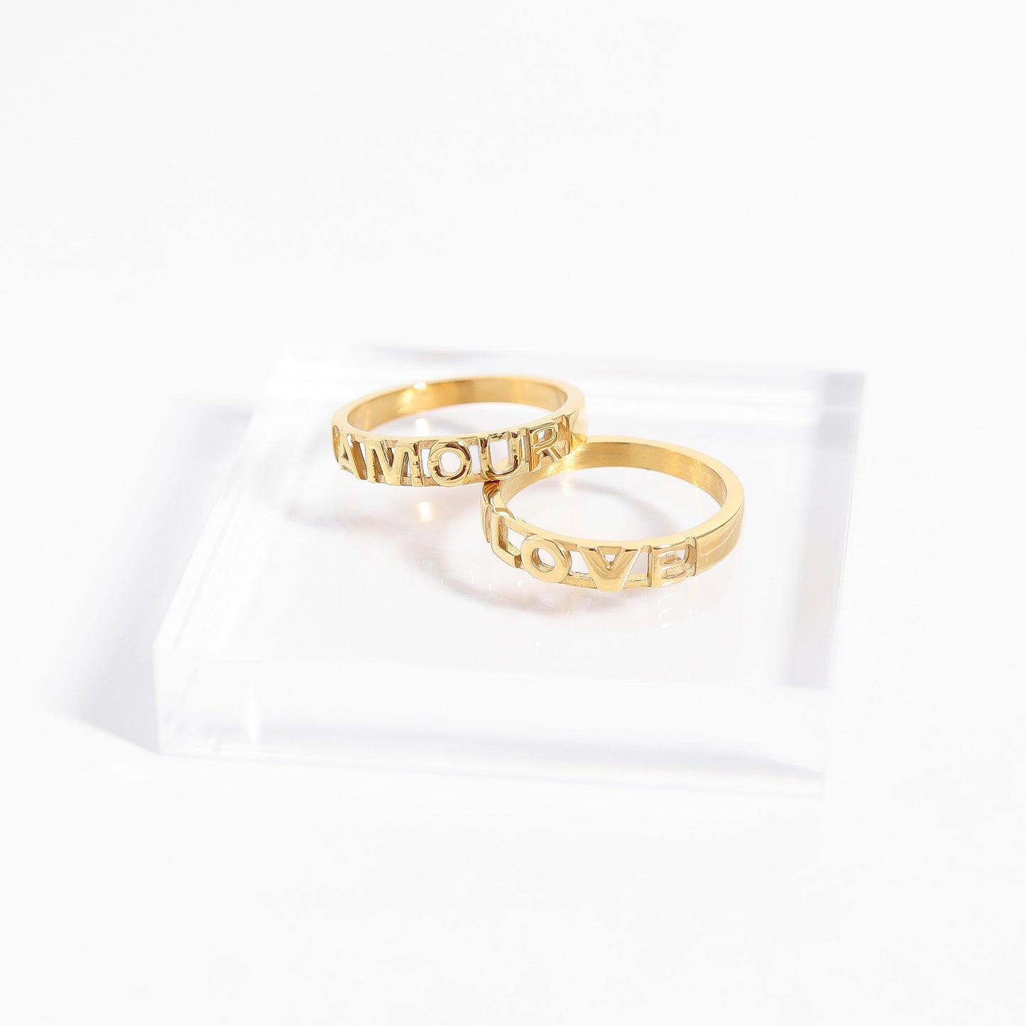 18K Gold PVD Stainless Steel Love Stacking Ring / KSS0010