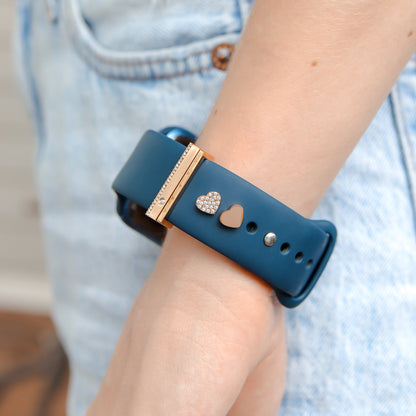 Stainless Steel Engravable 2 Piece Heart Smart Watch Charm Set / SBB0361