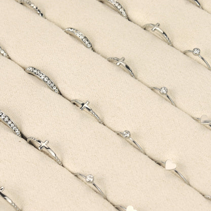 18K Gold PVD Stainless Steel Beaded Cross Stacking Ring / CSR0005