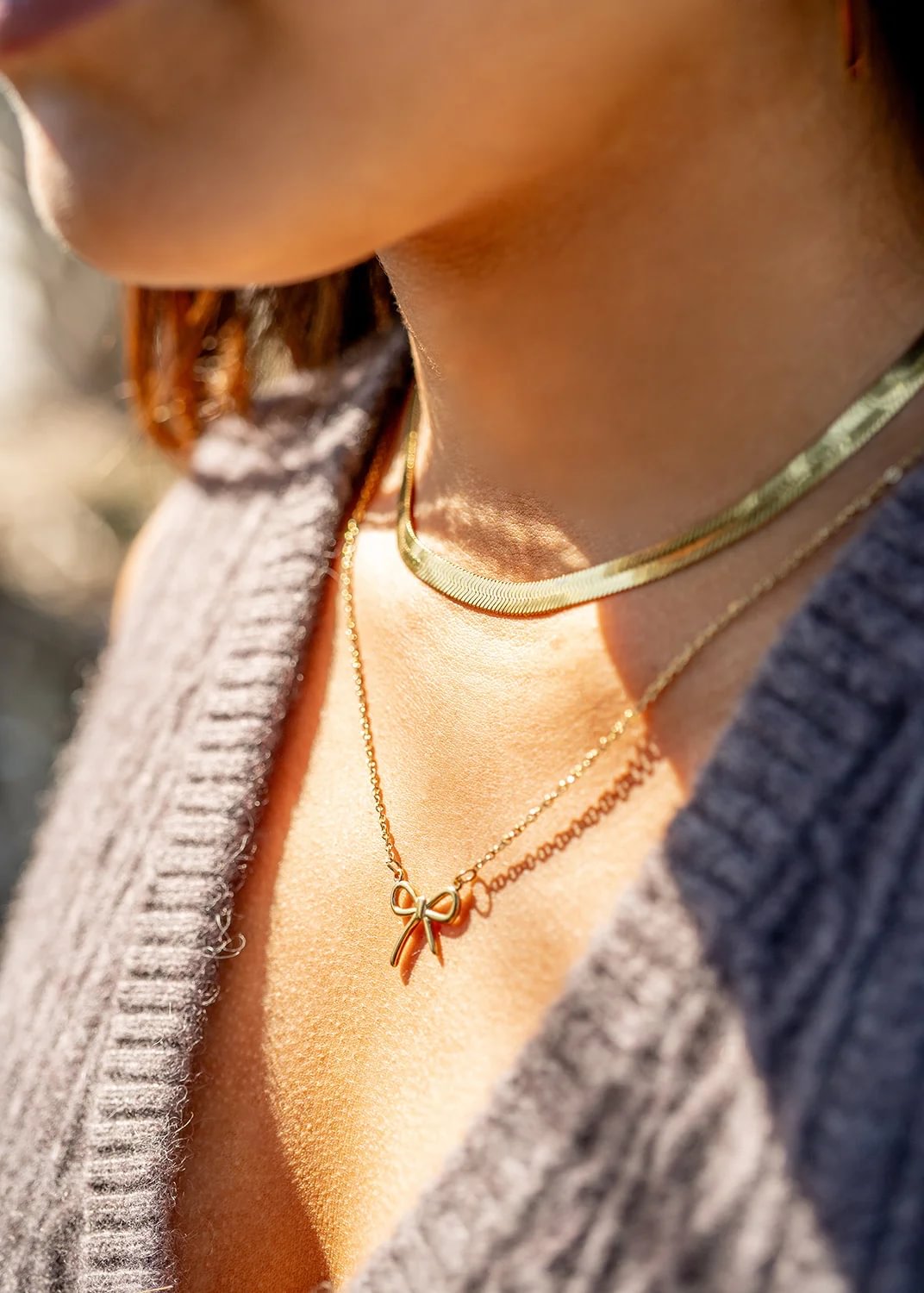 18K Gold PVD Stainless Steel Bow Connector Charm / PDL0142