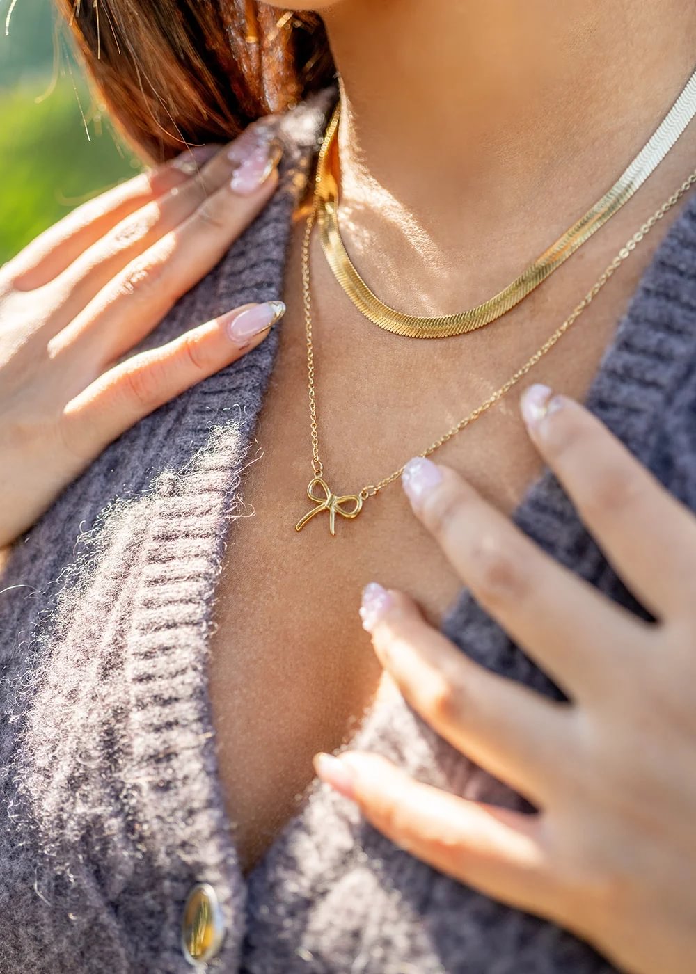 18K Gold PVD Stainless Steel Bow Connector Charm / PDL0142