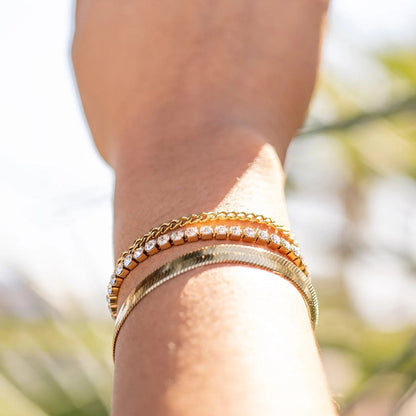 18K Gold PVD Stainless Steel Diamond Cut Curb Chain Bracelet / BRJ9098