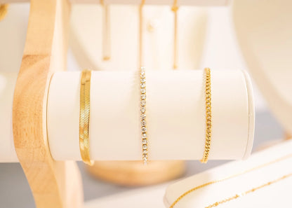 18K Gold PVD Stainless Steel Diamond Cut Curb Chain Bracelet / BRJ9098