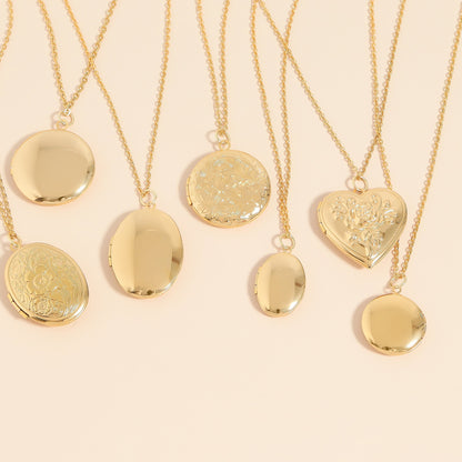 18K Gold PVD Stainless Steel Round Floral textured Locket / PDL0240