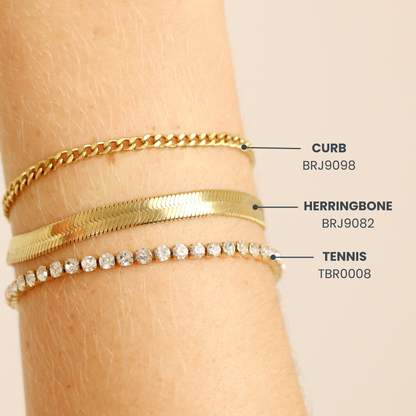 18K Gold PVD Stainless Steel Diamond Cut Curb Chain Bracelet / BRJ9098