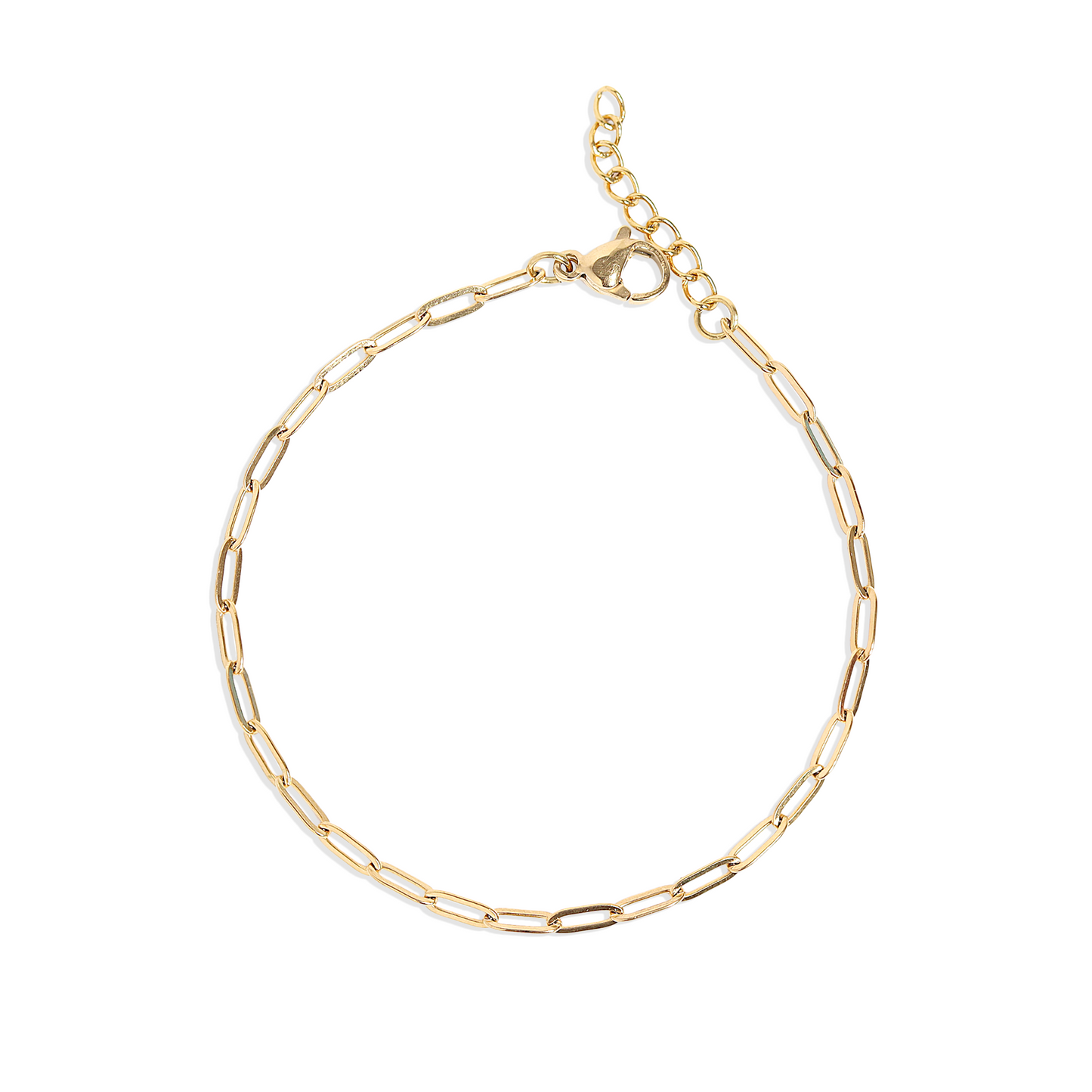 18K Gold PVD Stainless Steel Paperclip Chain Bracelet / BRJ1001