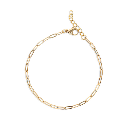 18K Gold PVD Stainless Steel Paperclip Chain Bracelet / BRJ1001