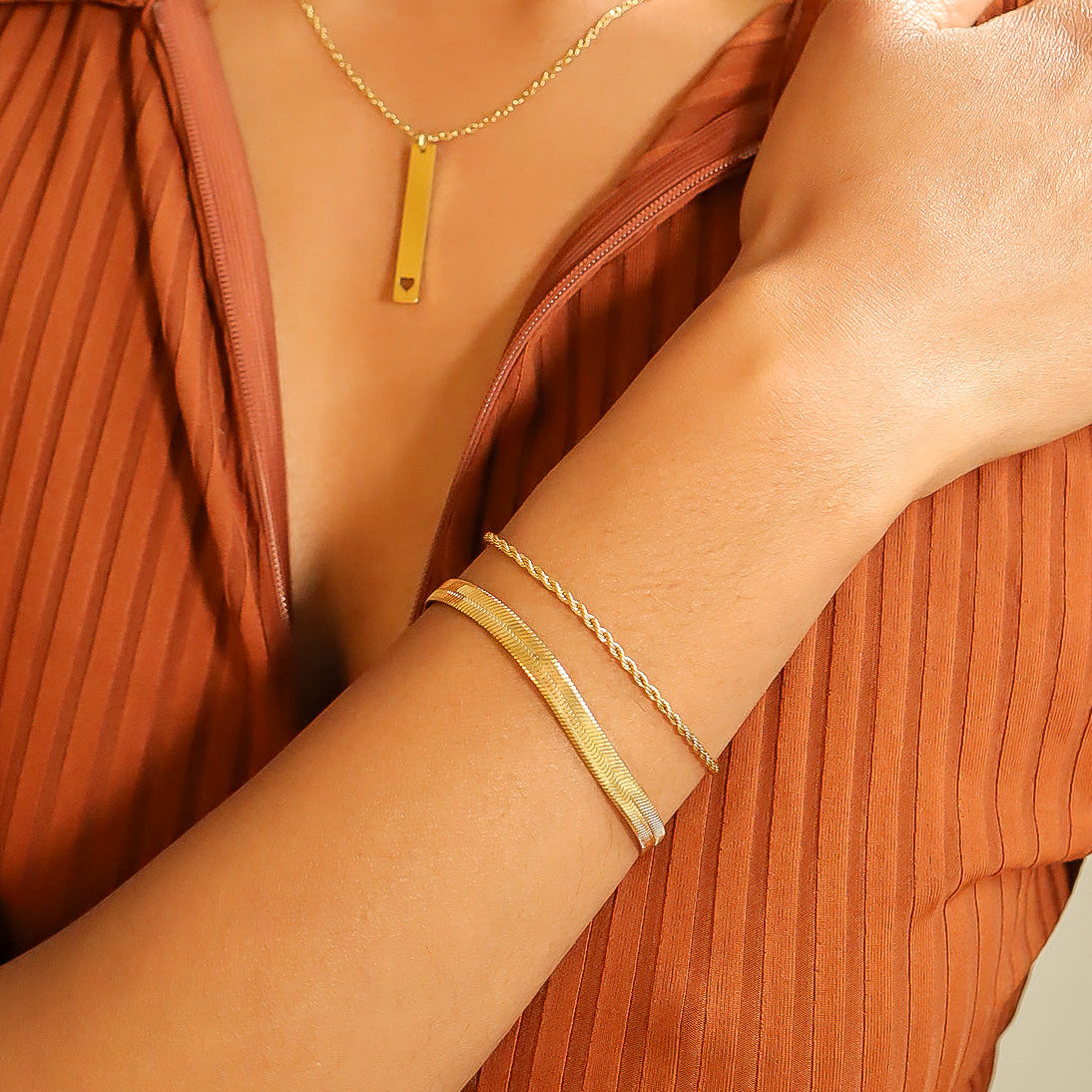 18K Gold PVD Stainless Steel Rope Chain Bracelet/Anklet / BRJ1000