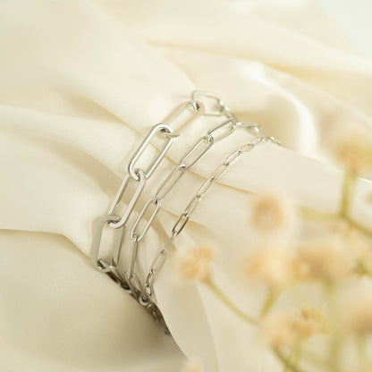 18K Gold PVD Stainless Steel Paperclip Chain Bracelet / BRJ1001