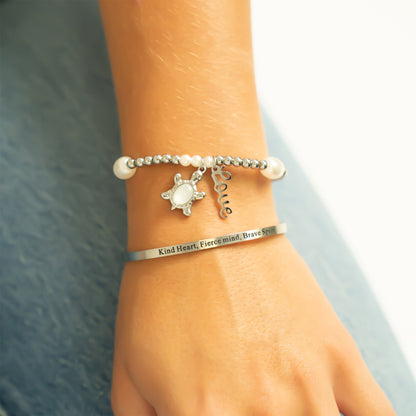 18K Gold PVD Stainless Steel Mother Of Pearl Turtle Charm / PDL0344