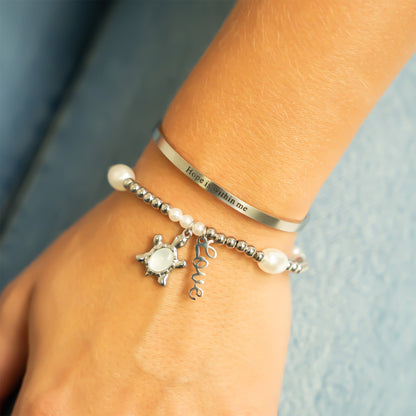 18K Gold PVD Stainless Steel Mother Of Pearl Turtle Charm / PDL0344