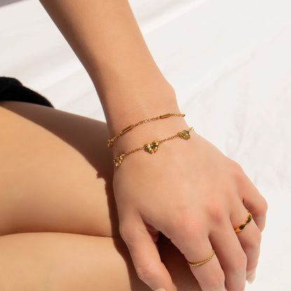 18K Gold PVD Stainless Steel Bow Station Bracelet / BRJ1069