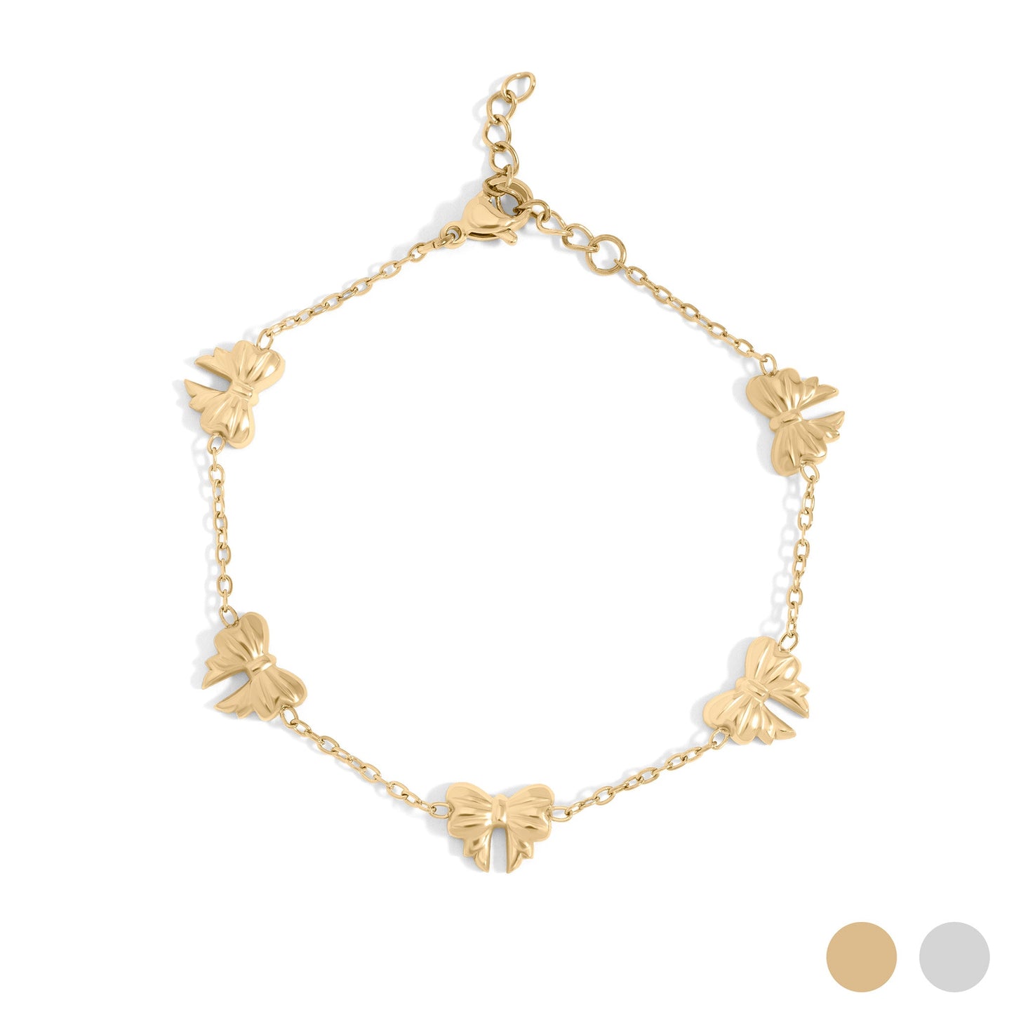 18K Gold PVD Stainless Steel Bow Station Bracelet / BRJ1069