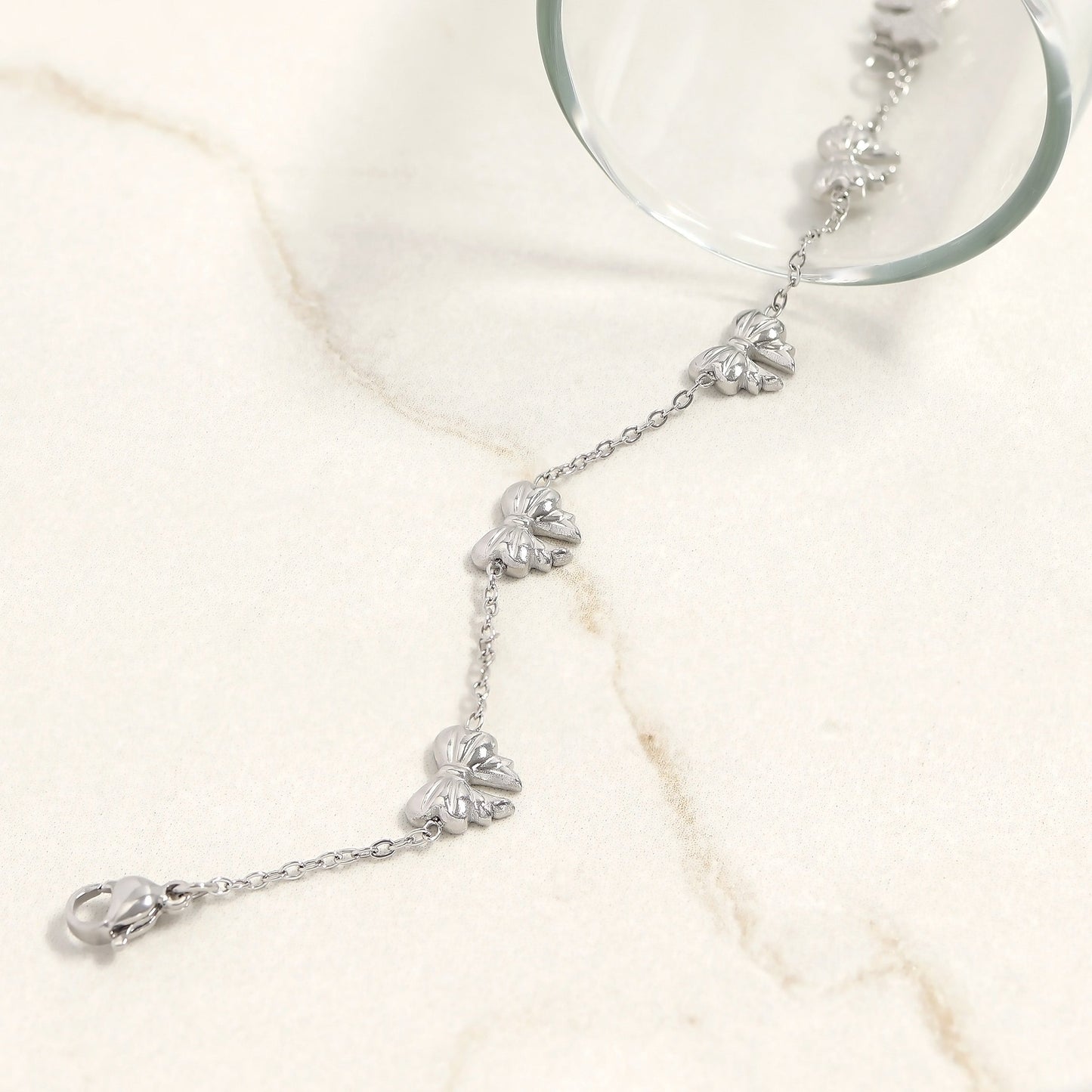 18K Gold PVD Stainless Steel Bow Station Bracelet / BRJ1069