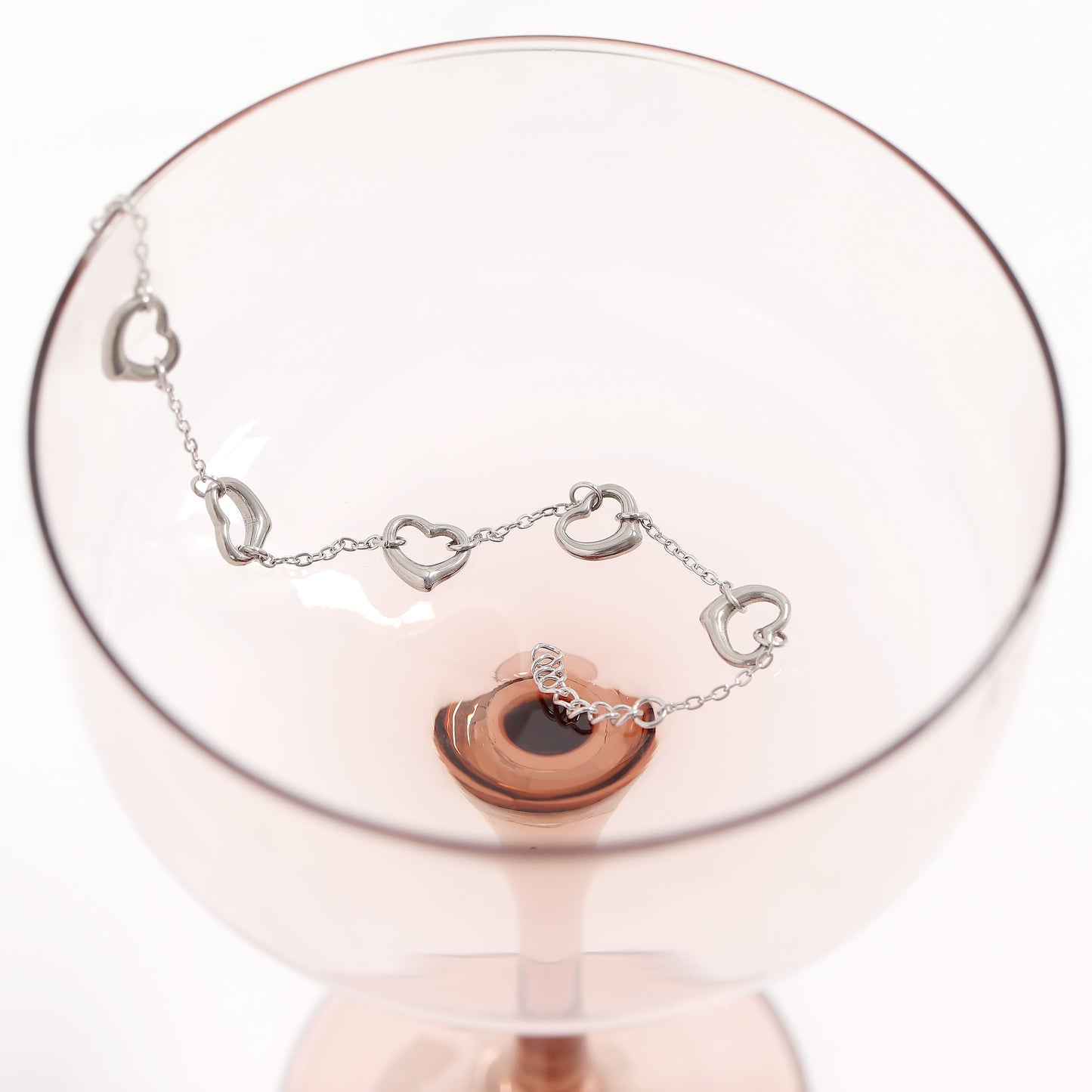 18K Gold PVD Stainless Steel Station Heart Bracelet / BRJ1070