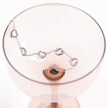 18K Gold PVD Stainless Steel Station Heart Bracelet / BRJ1070