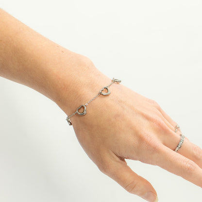 18K Gold PVD Stainless Steel Station Heart Bracelet / BRJ1070