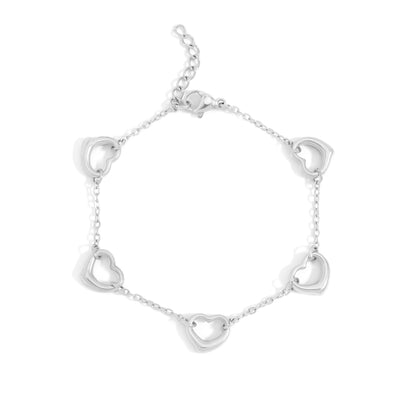 18K Gold PVD Stainless Steel Station Heart Bracelet / BRJ1070