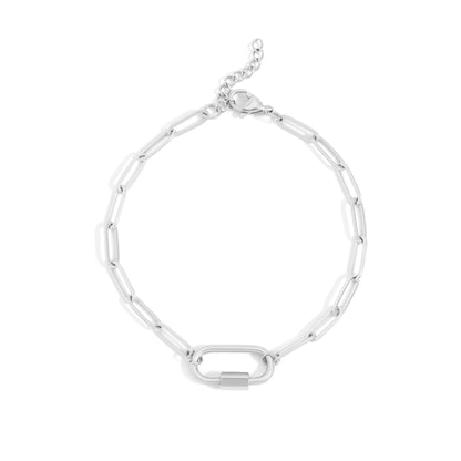 18K Gold PVD Stainless Steel Paperclip Carabiner Bracelet / BRJ1072