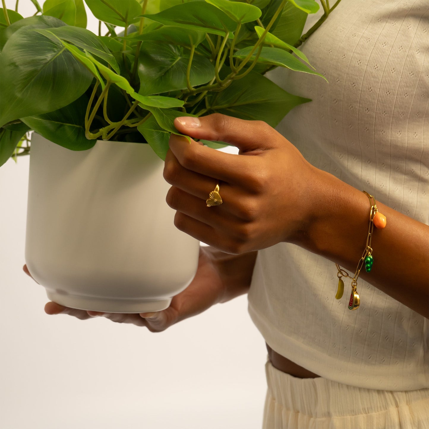 18K Gold PVD Stainless Steel Fruit Charm Bracelet / BRJ1078