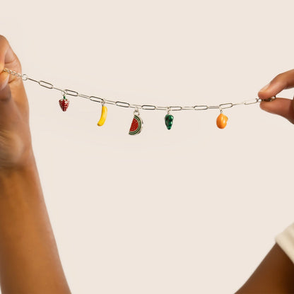 18K Gold PVD Stainless Steel Fruit Charm Bracelet / BRJ1078