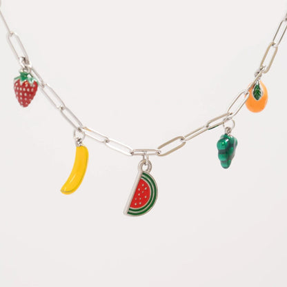 18K Gold PVD Stainless Steel Fruit Charm Bracelet / BRJ1078