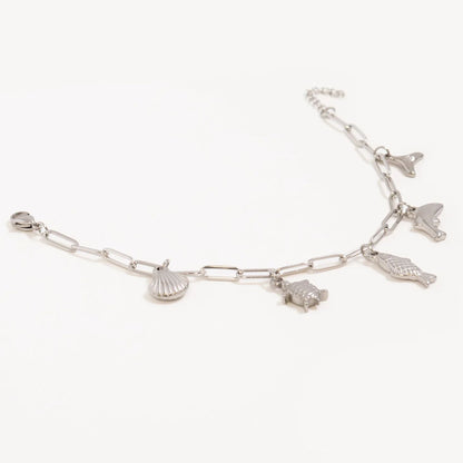 18K Gold PVD Stainless Steel Sea Vacation Charm Bracelet / BRJ1079