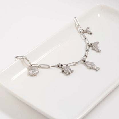 18K Gold PVD Stainless Steel Sea Vacation Charm Bracelet / BRJ1079