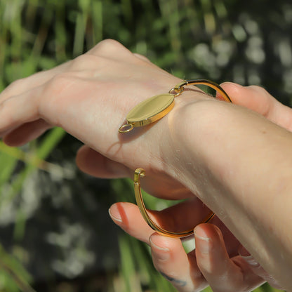 18K Gold PVD Stainless Steel Oval Engravable Bracelet / BRJ9073