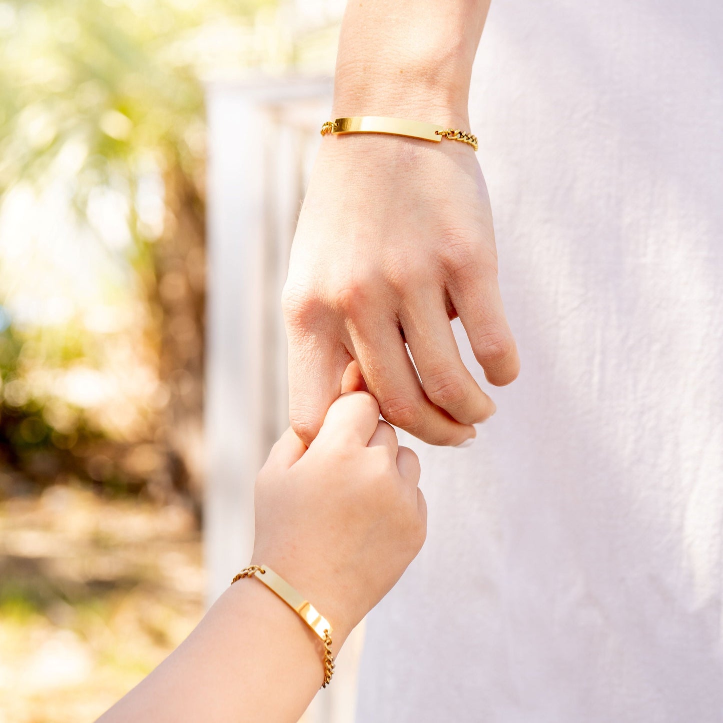 18K Gold PVD Stainless Steel Mini Kids/Baby Curved Bar Bracelet / SBB0307