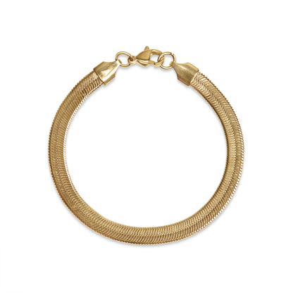 18K Gold PVD Stainless Steel Herringbone Chain Bracelet / BRJ9082