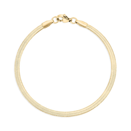 18K Gold PVD Stainless Steel Herringbone Chain Bracelet / BRJ9082
