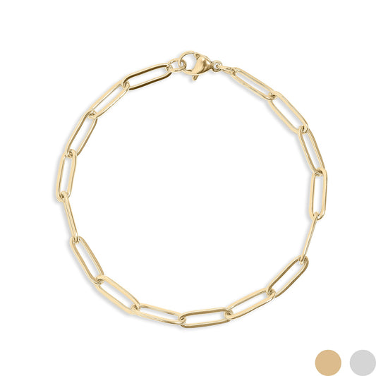 18K Gold PVD Stainless Steel Paperclip Chain Bracelet / BRJ9083